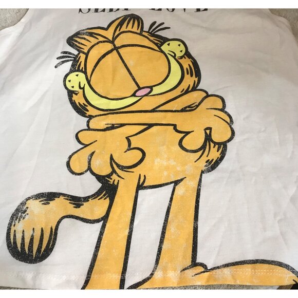 Garfield Self Love Sleeveless Tank Top Medium Unisex Cotton Polyester Hugs - Picture 3 of 7